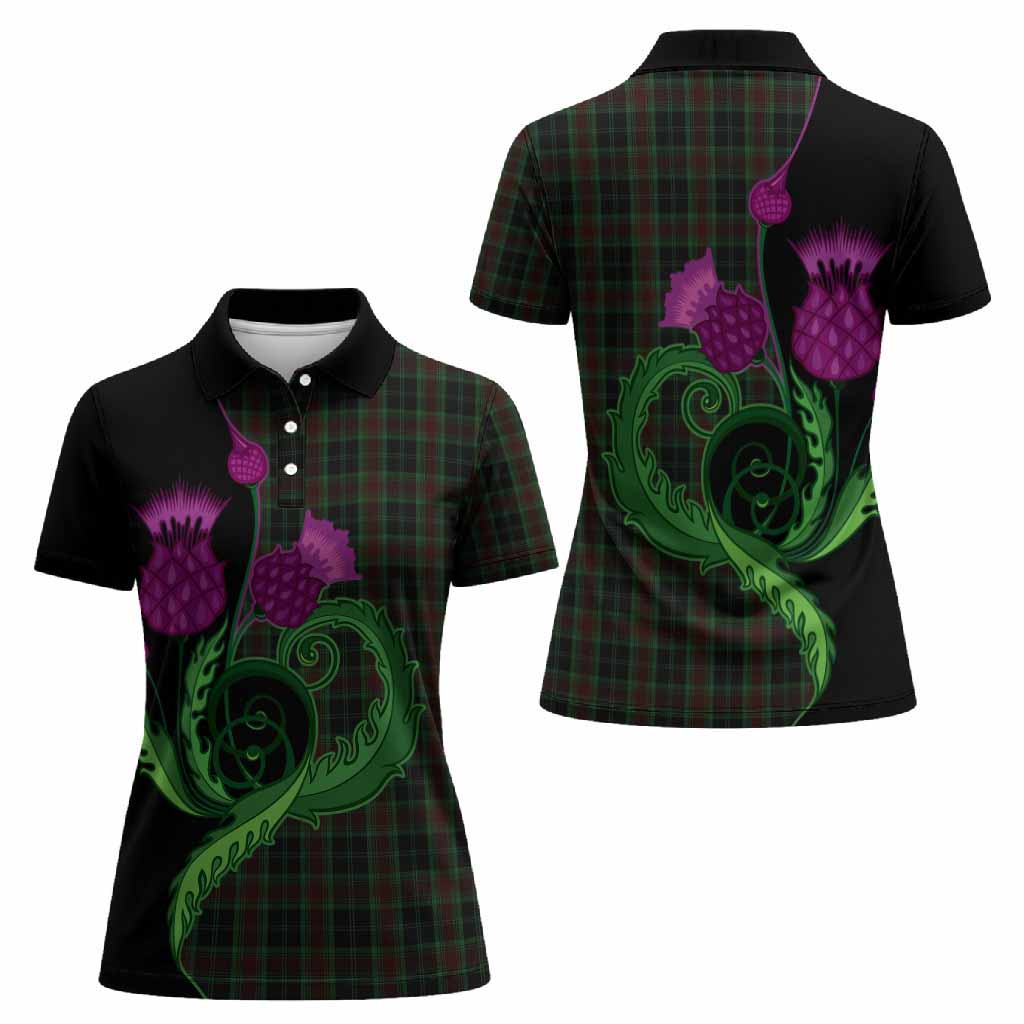 Carlow County Ireland Tartan Women Polo Shirt Traditional Scottish Thistle
