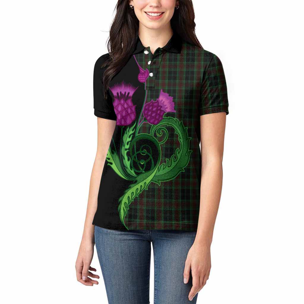 Carlow County Ireland Tartan Women Polo Shirt Traditional Scottish Thistle