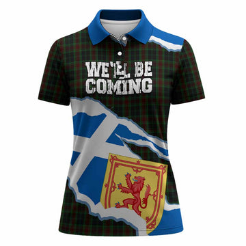 Carlow Scotland Football Tartan Women Polo Shirt We'll Be Coming