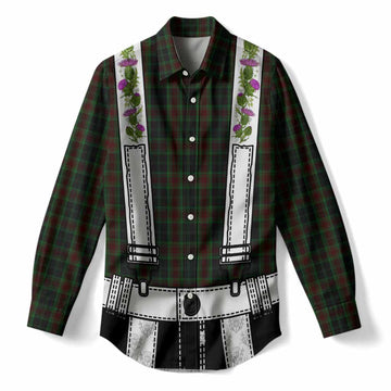 Carlow Tartan Lederhosen Costume Women Casual Shirt Scotland Thistle Floral