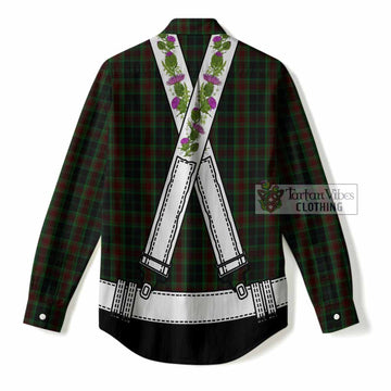 Carlow Tartan Lederhosen Costume Women Casual Shirt Scotland Thistle Floral