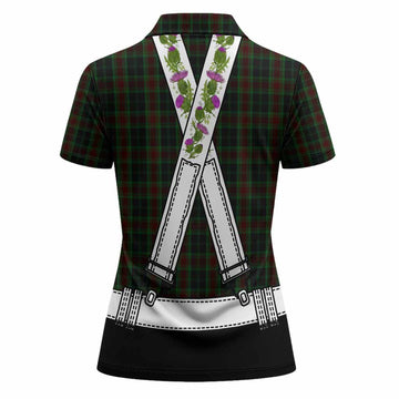 Carlow Tartan Lederhosen Costume Women Polo Shirt Scotland Thistle Floral