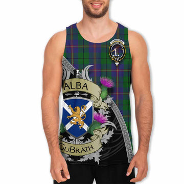 Tartan Vibes Clothing Carmichael Tartan Family Crest Men's Tank Top Lion Rampant Royal Thistle Shield Celtic Inspired