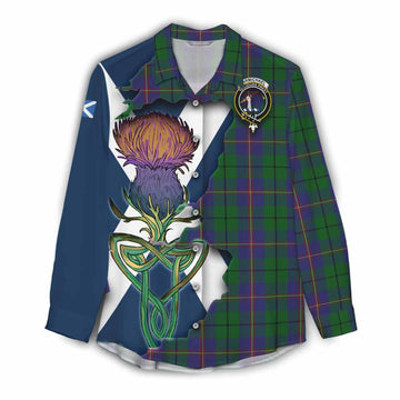 Tartan Vibes Clothing Carmichael Tartan Family Crest Women's Casual Shirt Scottish Thistle Celtic Inspired