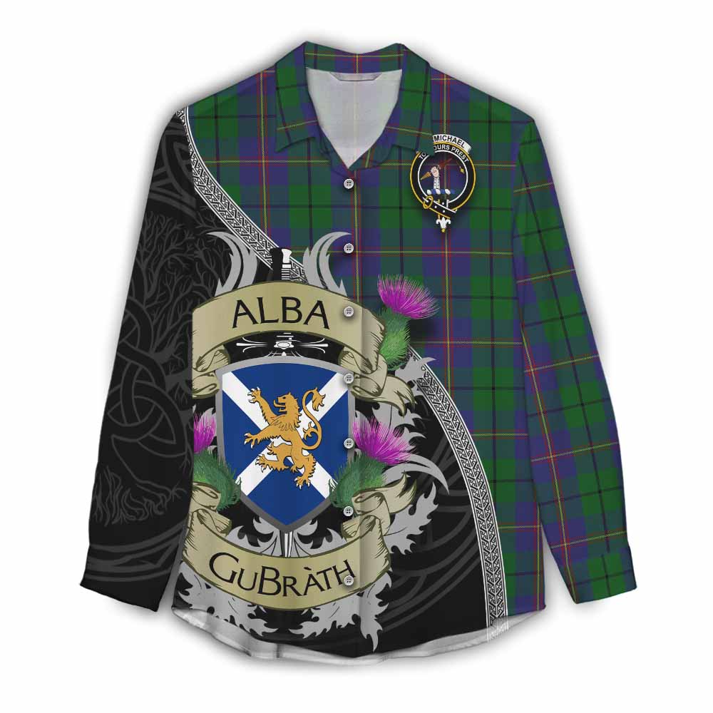 Tartan Vibes Clothing Carmichael Tartan Family Crest Women's Casual Shirt Lion Rampant Royal Thistle Shield Celtic Inspired