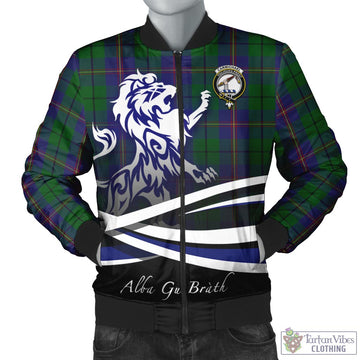 Tartan Vibes Clothing Carmichael Tartan Bomber Jacket with Alba Gu Brath Regal Lion Emblem