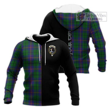 Carmichael Tartan Knitted Hoodie with Family Crest and Half Of Me Style Unisex Knitted Pullover Hoodie - Tartanvibesclothing Shop