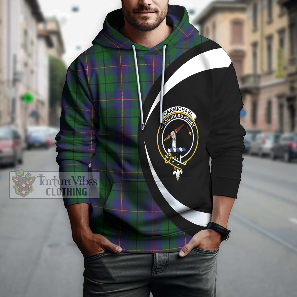Tartan Vibes Clothing Carmichael Tartan Hoodie with Family Crest Circle Style