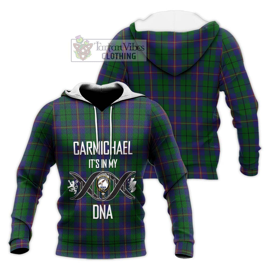 Carmichael Tartan Knitted Hoodie with Family Crest DNA In Me Style Unisex Knitted Pullover Hoodie - Tartanvibesclothing Shop