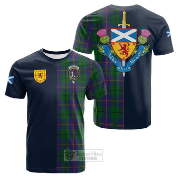 Carmichael Tartan Cotton T-shirt Alba with Scottish Lion Royal Arm Half Style