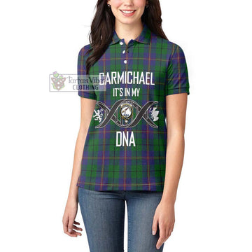 Carmichael Tartan Women's Polo Shirt with Family Crest DNA In Me Style Women - Tartanvibesclothing Shop