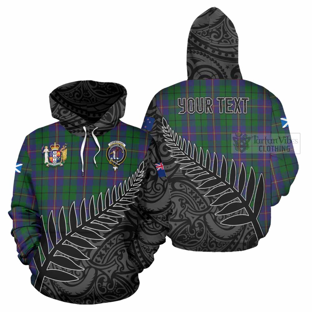 Tartan Vibes Clothing Carmichael Crest Tartan Hoodie with New Zealand Silver Fern Half Style