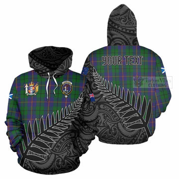 Tartan Vibes Clothing Carmichael Crest Tartan Hoodie with New Zealand Silver Fern Half Style
