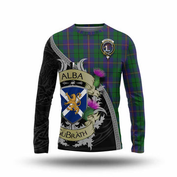 Tartan Vibes Clothing Carmichael Tartan Family Crest Long Sleeve T-Shirt Lion Rampant Royal Thistle Shield Celtic Inspired