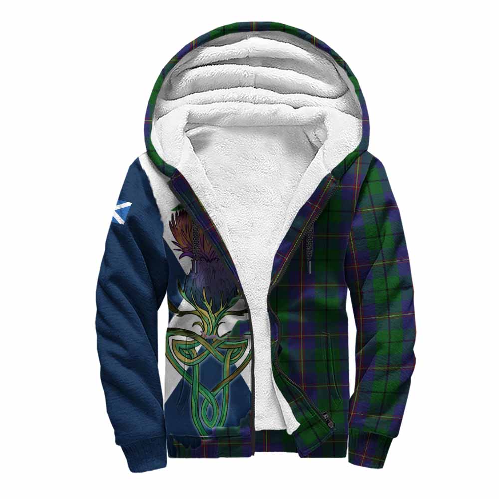 Tartan Vibes Clothing Carmichael Tartan Family Crest Sherpa Hoodie Scottish Thistle Celtic Inspired