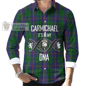 Carmichael Tartan Long Sleeve Button Shirt with Family Crest DNA In Me Style Men's Shirt S - Tartanvibesclothing Shop