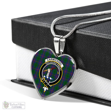 Tartan Vibes Clothing Carmichael Tartan Heart Necklace with Family Crest