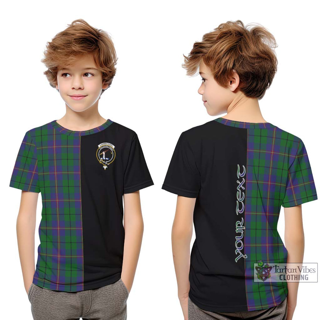 Carmichael Tartan Kid T-Shirt with Family Crest and Half Of Me Style Youth XL Size14 - Tartanvibesclothing Shop