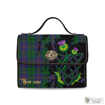 Carmichael Tartan Waterproof Canvas Bag with Scotland Map and Thistle Celtic Accents