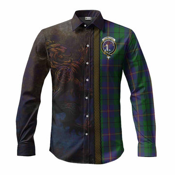 Tartan Vibes Clothing Carmichael Tartan Family Crest Long Sleeve Button Shirt Alba Gu Brath Be Brave Lion Ancient Style