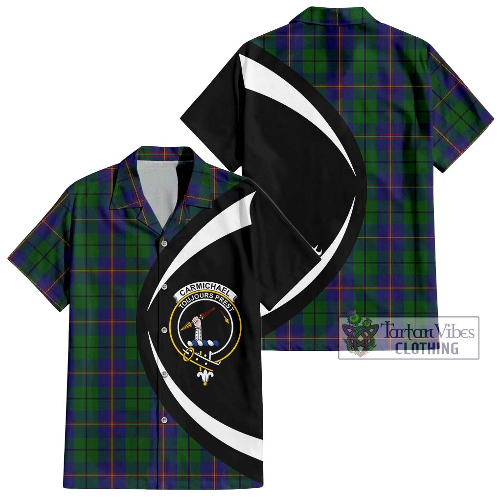 Carmichael Tartan Short Sleeve Button Up with Family Crest Circle Style Kid - Tartan Vibes Clothing