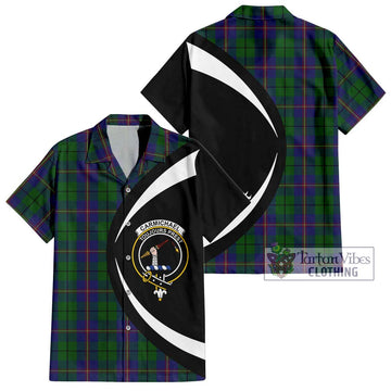 Carmichael Tartan Short Sleeve Button Up with Family Crest Circle Style Kid - Tartan Vibes Clothing