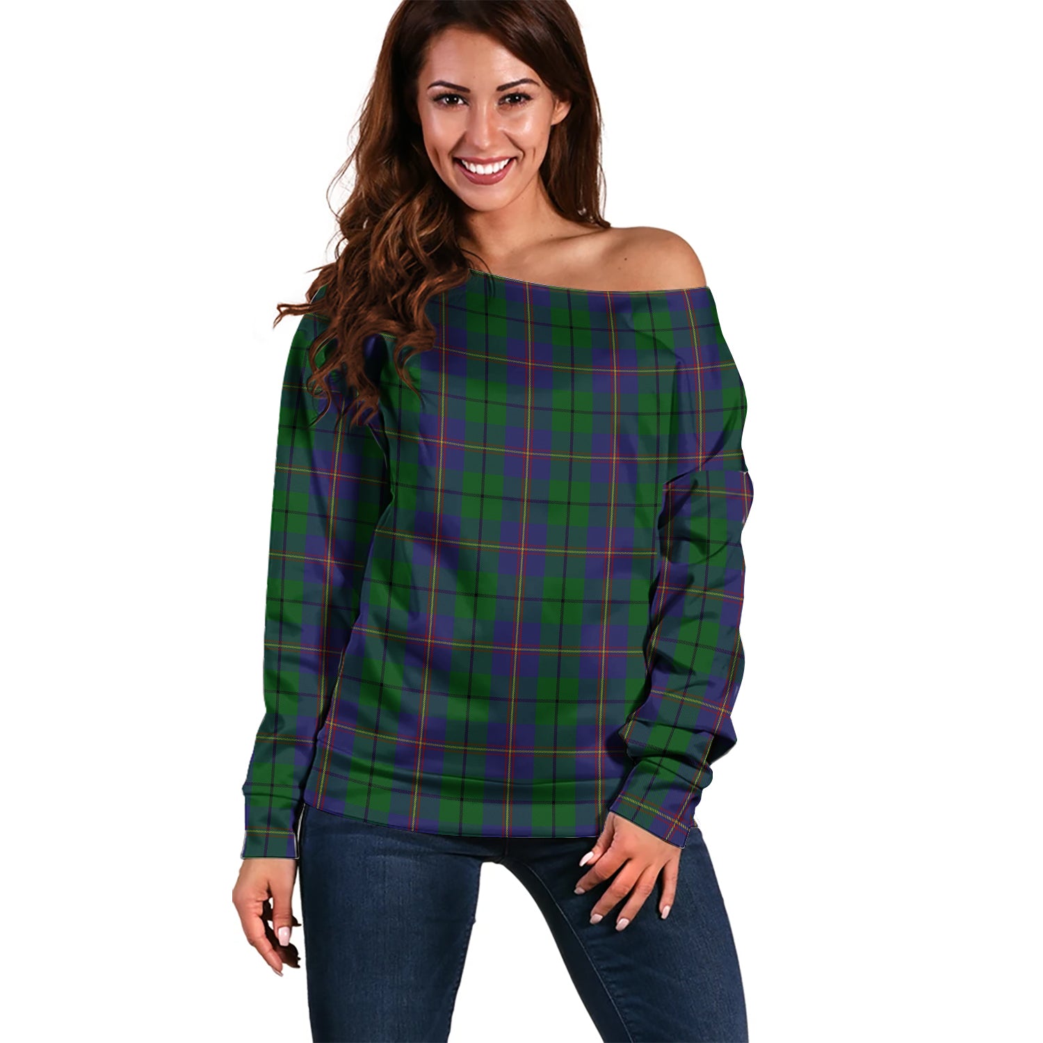 Carmichael Tartan Off Shoulder Women Sweater Women - Tartanvibesclothing