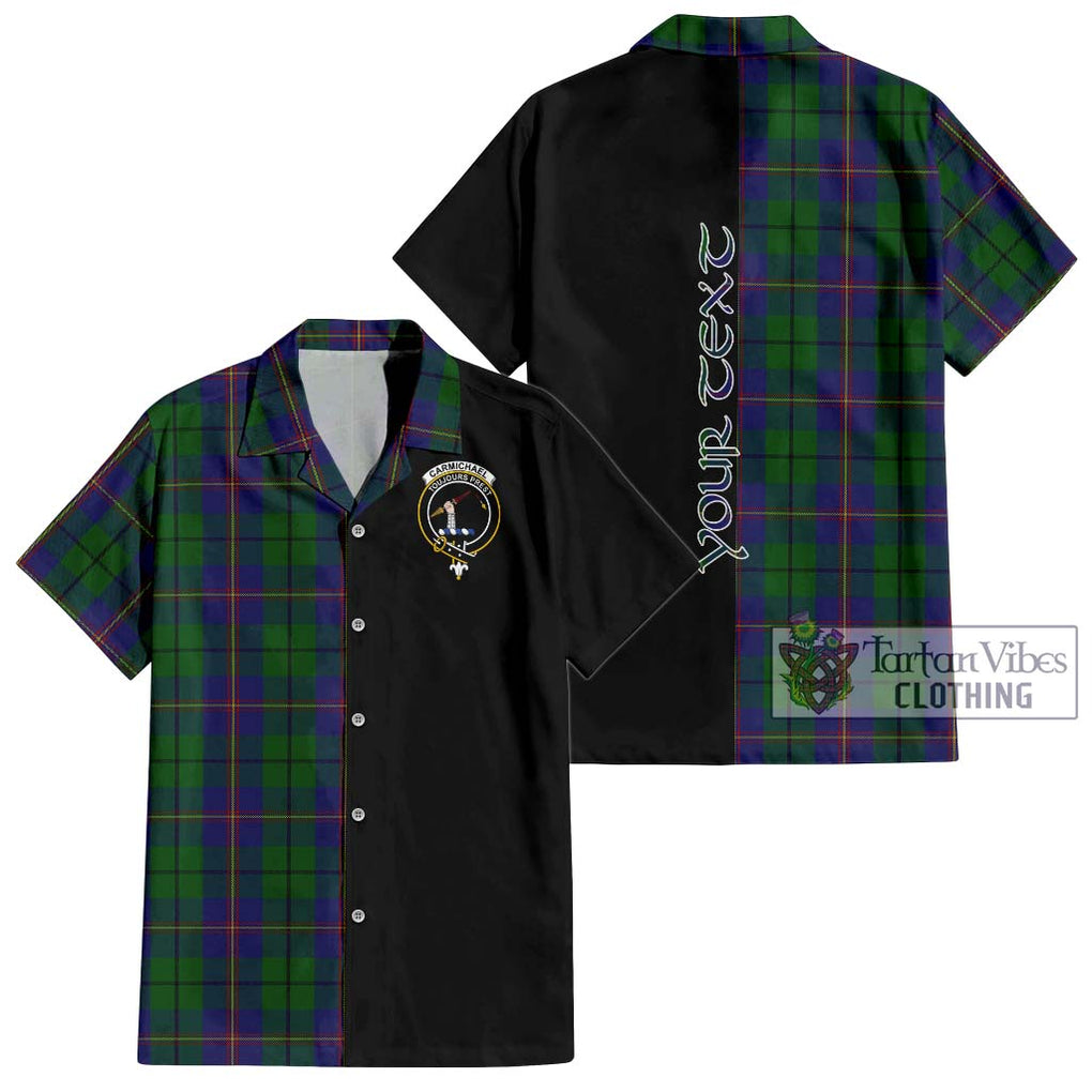 Carmichael Tartan Short Sleeve Button Shirt with Family Crest and Half Of Me Style Kid - Tartanvibesclothing Shop