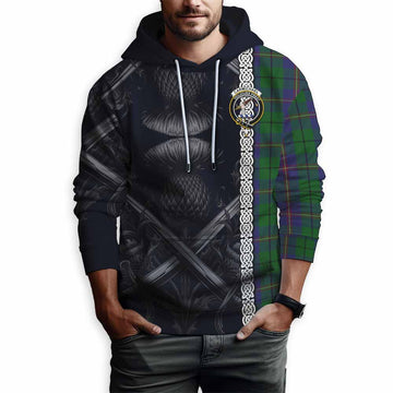 Tartan Vibes Clothing Carmichael Tartan Hoodie with Family Crest Cross Sword Thistle Celtic Vibes