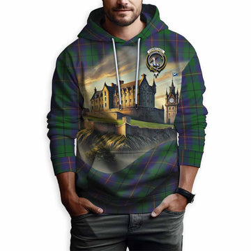 Tartan Vibes Clothing Carmichael Tartan Family Crest Hoodie with Scottish Ancient Castle Style