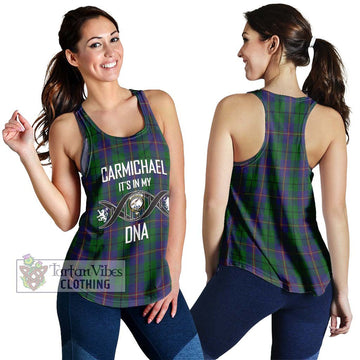 Carmichael Tartan Women's Racerback Tanks with Family Crest DNA In Me Style 4XL - Tartanvibesclothing Shop