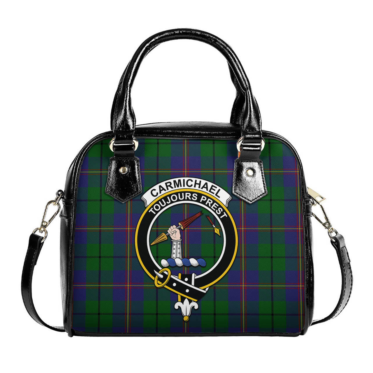 Carmichael Tartan Shoulder Handbags with Family Crest One Size 6*25*22 cm - Tartanvibesclothing
