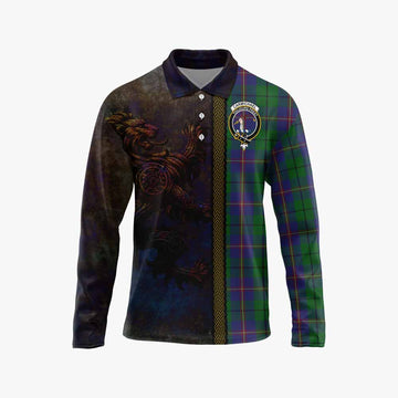 Tartan Vibes Clothing Carmichael Tartan Family Crest Long Sleeve Polo Shirt Alba Gu Brath Be Brave Lion Ancient Style