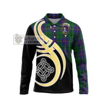 Carmichael Tartan Long Sleeve Polo Shirt with Family Crest and Celtic Symbol Style Unisex - Tartan Vibes Clothing