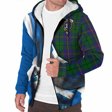 Tartan Vibes Clothing Carmichael Tartan Sherpa Hoodie with Family Crest Scotland Patriotic Style