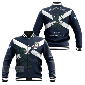 Tartan Vibes Clothing Carmichael Tartan Lion Rampant Baseball Jacket – Proudly Display Your Heritage with Alba Gu Brath and Clan Name