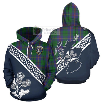 Tartan Vibes Clothing Carmichael Tartan Hoodie Featuring Thistle and Scotland Map