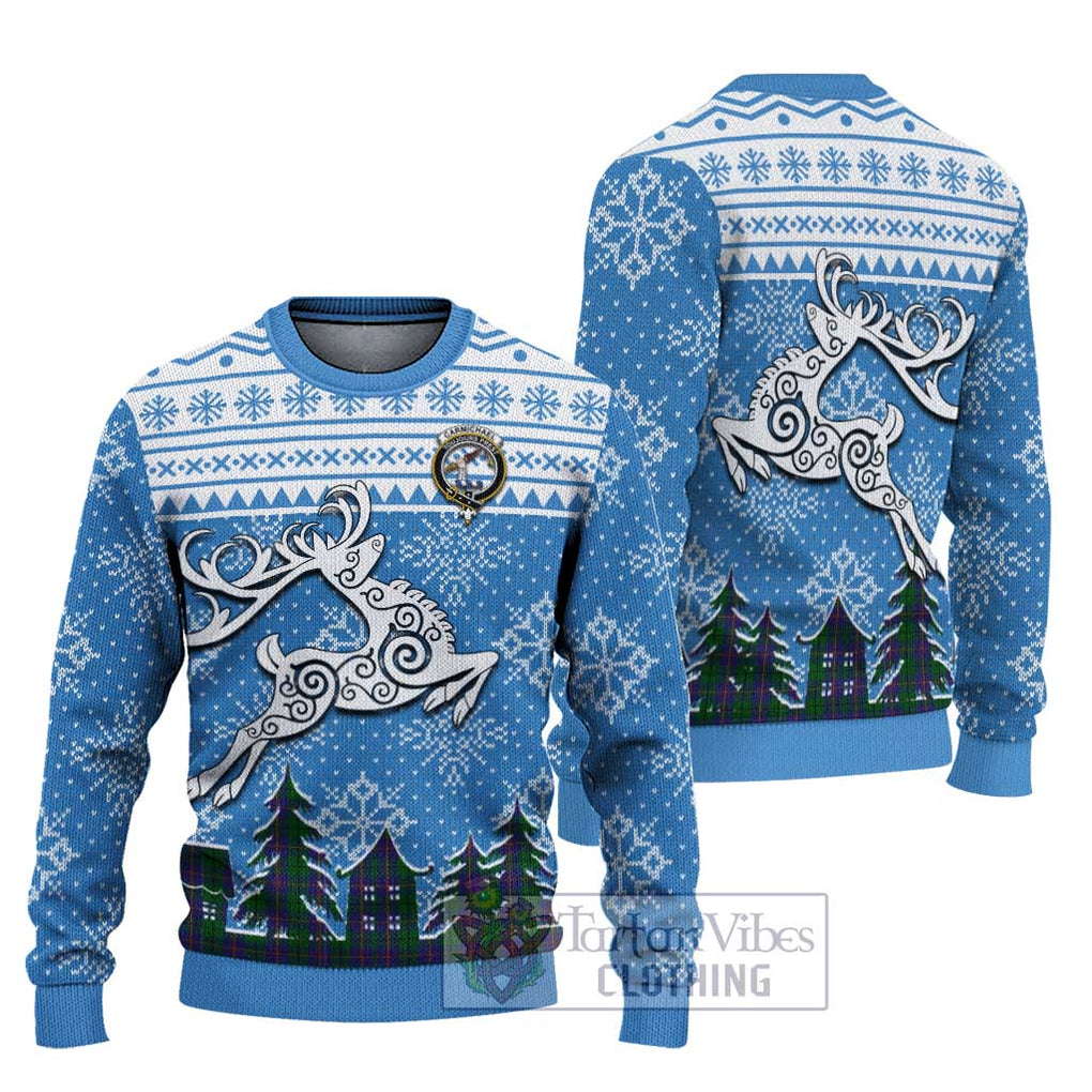 Tartan Vibes Clothing Carmichael Clan Christmas Ugly Sweater with Tartan and Celtic Raindeer Style