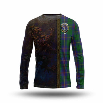 Tartan Vibes Clothing Carmichael Tartan Family Crest Long Sleeve T-Shirt Alba Gu Brath Be Brave Lion Ancient Style