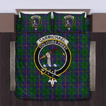 Carmichael Tartan Quilt Bed Set with Family Crest Twin - Tartan Vibes Clothing