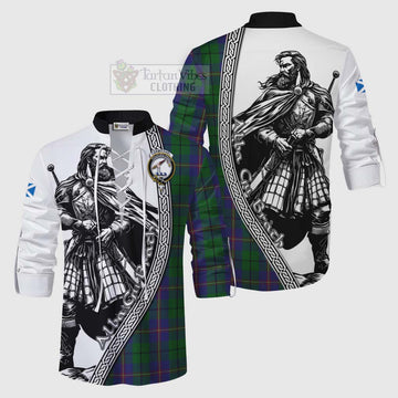 Tartan Vibes Clothing Carmichael Tartan Clan Crest Ghillie Kilt Shirt with Highlander Warrior Celtic Style