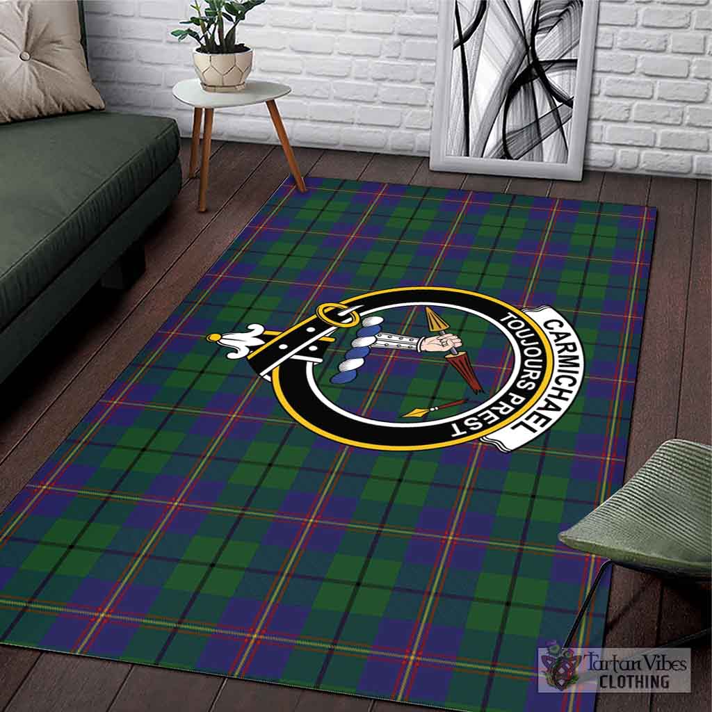 Tartan Vibes Clothing Carmichael Tartan Area Rug with Family Crest