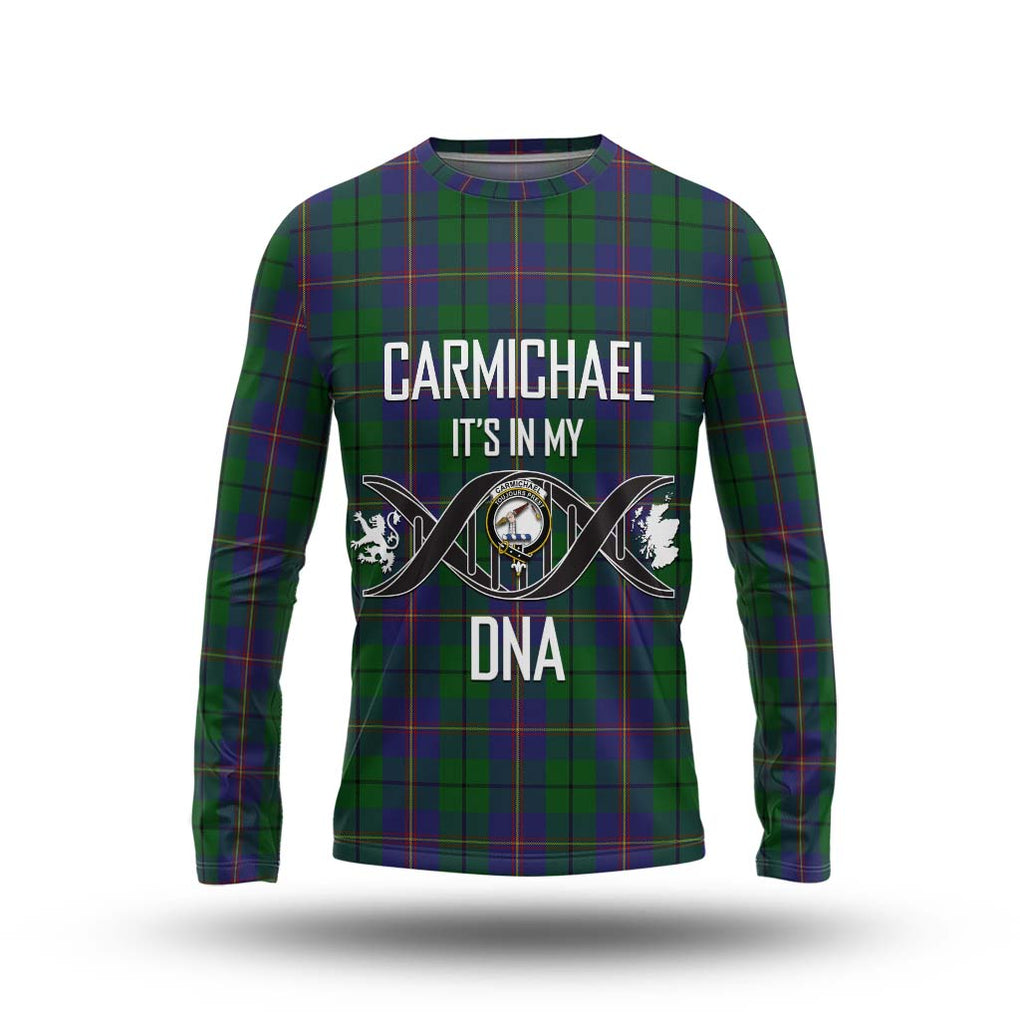 Carmichael Tartan Long Sleeve T-Shirt with Family Crest DNA In Me Style Unisex - Tartanvibesclothing Shop