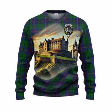 Tartan Vibes Clothing Carmichael Tartan Family Crest Knitted Sweater with Scottish Ancient Castle Style