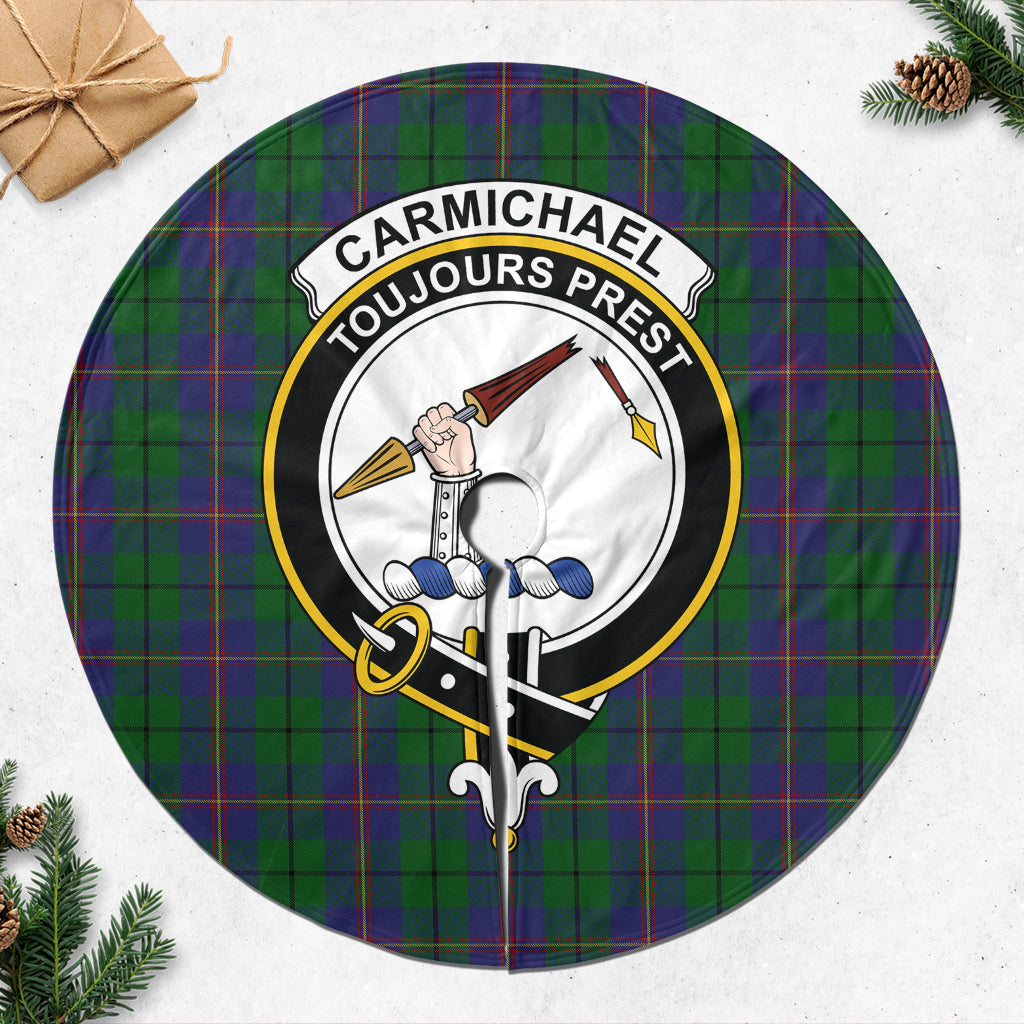 Carmichael Tartan Christmas Tree Skirt with Family Crest - Tartanvibesclothing