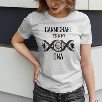 Carmichael Family Crest DNA In Me Womens Cotton T Shirt