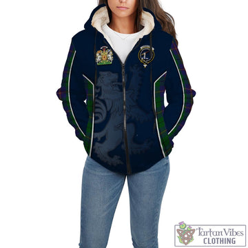 Carmichael Tartan Sherpa Hoodie with Family Crest and Lion Rampant Vibes Sport Style