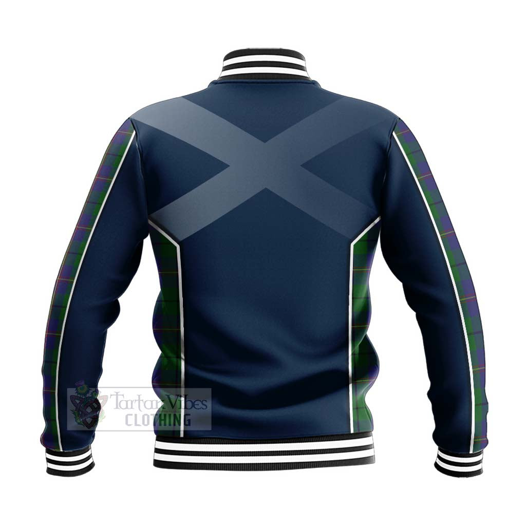 Tartan Vibes Clothing Carmichael Tartan Baseball Jacket with Family Crest and Scottish Thistle Vibes Sport Style
