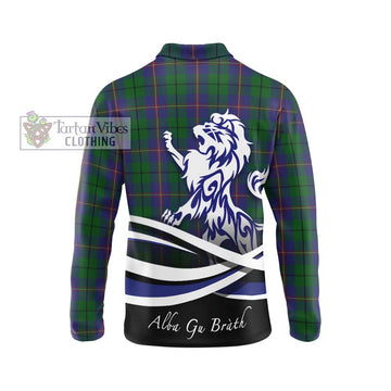 Carmichael Tartan Long Sleeve Polo Shirt with Alba Gu Brath Regal Lion Emblem - Tartanvibesclothing Shop
