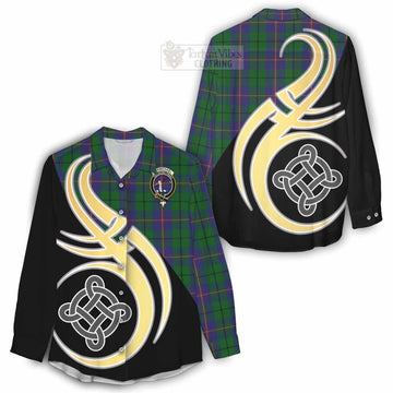 Tartan Vibes Clothing Carmichael Tartan Women's Casual Shirt with Family Crest and Celtic Symbol Style